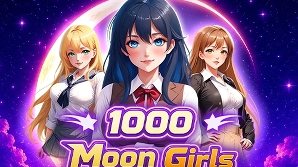 Ang interface ng 1000 Moon Girls slot na nagpapakita ng 7 reels at makulay na disenyo.