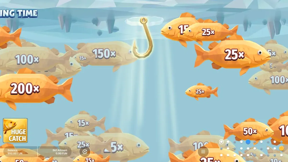 Fishing Time slot game interface na may Nordic winter theme at gulong